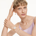 Imber bracelet Round cut, White, Rose gold-tone plated